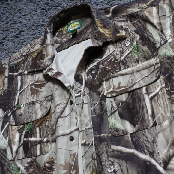 Cabelas Shirt Long Sleeve Mens Large Camo Button Down Hunting Outdoors Flannel - Picture 4 of 6